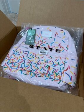 STATE Pastel Pink Mini Backpack with Multicolor Sprinkle Print - SOLD OUT ONLINE